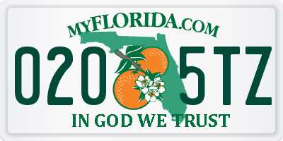 FL license plate 0205TZ