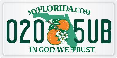 FL license plate 0205UB