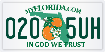 FL license plate 0205UH