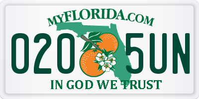 FL license plate 0205UN