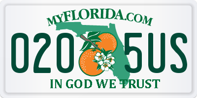 FL license plate 0205US