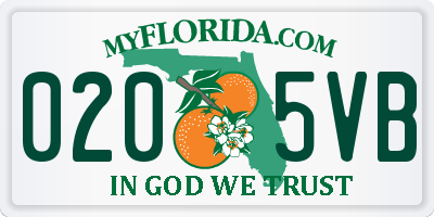 FL license plate 0205VB