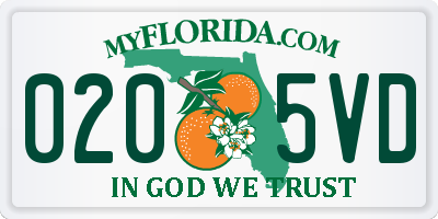 FL license plate 0205VD
