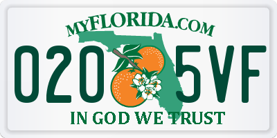 FL license plate 0205VF