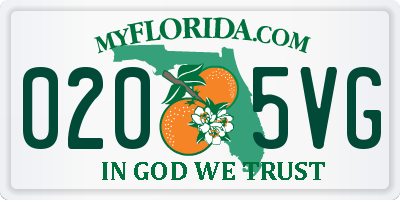 FL license plate 0205VG
