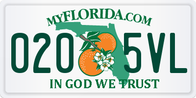 FL license plate 0205VL