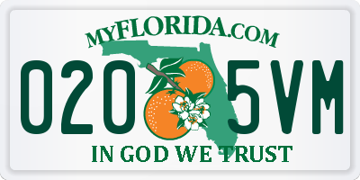 FL license plate 0205VM
