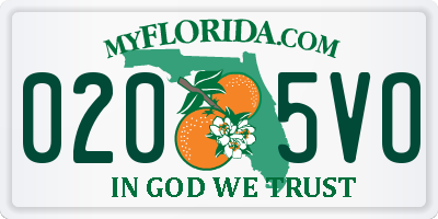 FL license plate 0205VO
