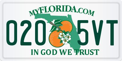 FL license plate 0205VT