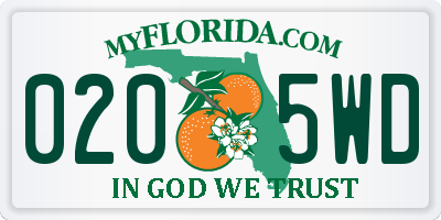FL license plate 0205WD