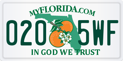 FL license plate 0205WF