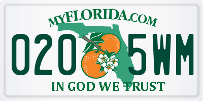 FL license plate 0205WM