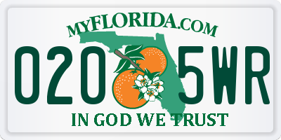 FL license plate 0205WR