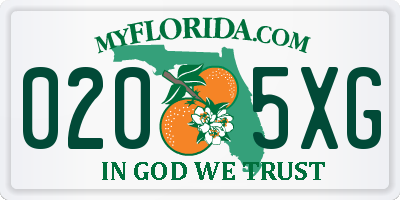 FL license plate 0205XG