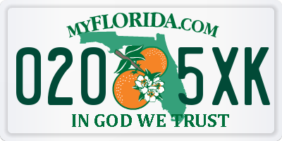 FL license plate 0205XK