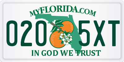 FL license plate 0205XT