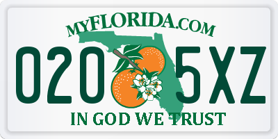 FL license plate 0205XZ