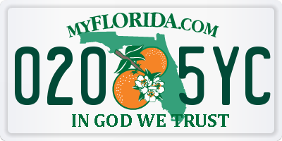 FL license plate 0205YC