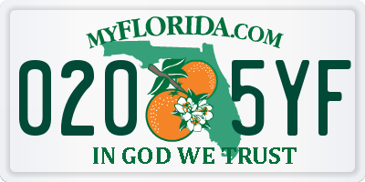 FL license plate 0205YF