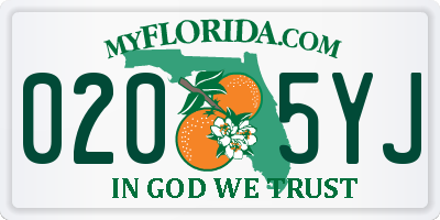 FL license plate 0205YJ