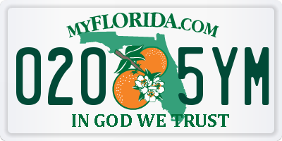 FL license plate 0205YM