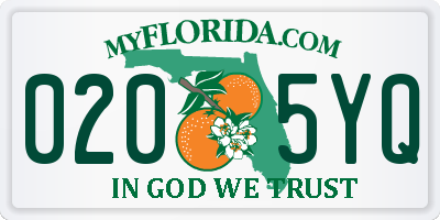 FL license plate 0205YQ
