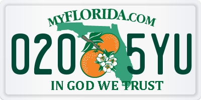 FL license plate 0205YU