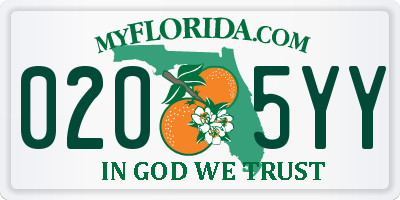 FL license plate 0205YY