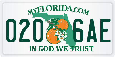 FL license plate 0206AE