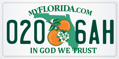 FL license plate 0206AH