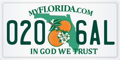 FL license plate 0206AL