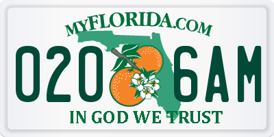 FL license plate 0206AM