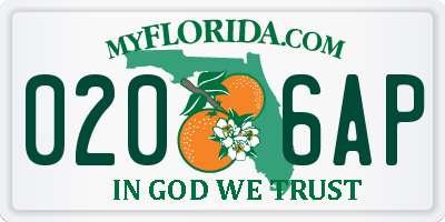 FL license plate 0206AP