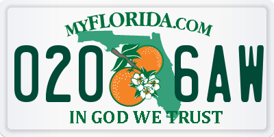 FL license plate 0206AW