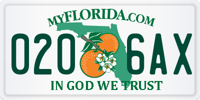 FL license plate 0206AX