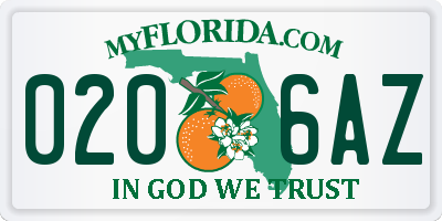 FL license plate 0206AZ