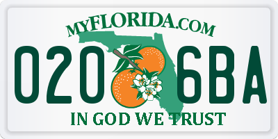 FL license plate 0206BA
