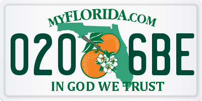 FL license plate 0206BE