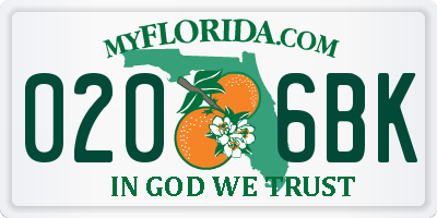 FL license plate 0206BK
