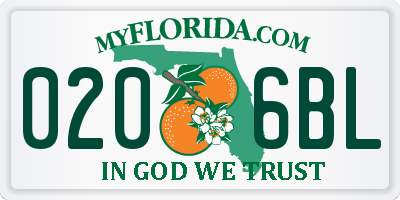 FL license plate 0206BL