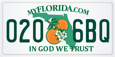 FL license plate 0206BQ