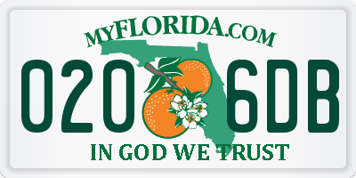 FL license plate 0206DB