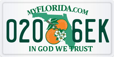 FL license plate 0206EK