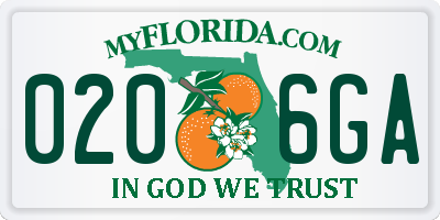FL license plate 0206GA