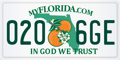 FL license plate 0206GE