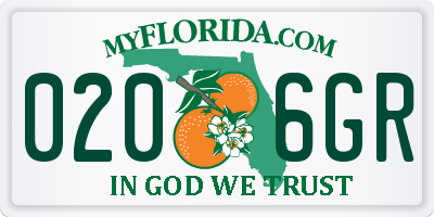 FL license plate 0206GR