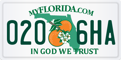 FL license plate 0206HA