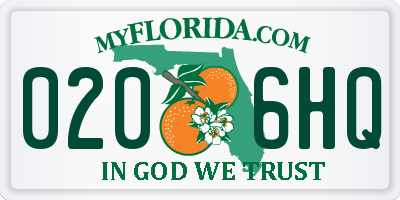 FL license plate 0206HQ