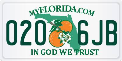 FL license plate 0206JB
