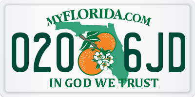 FL license plate 0206JD